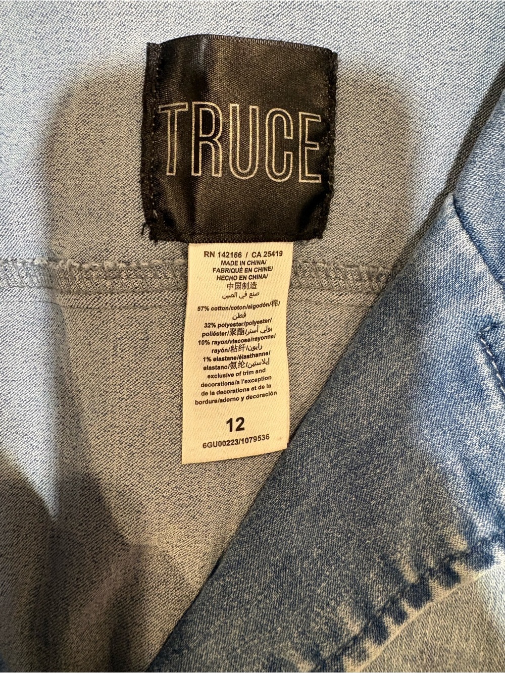 TRUCE Girls' Casual Denim Dress - Light Blue - Size 12